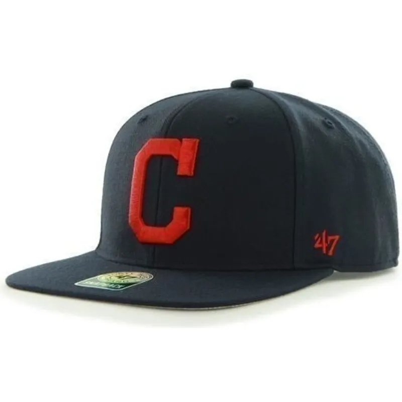 petten-plat-marineblauw-snapback-lateral-van-cleveland-indians-mlb-van-47-brand