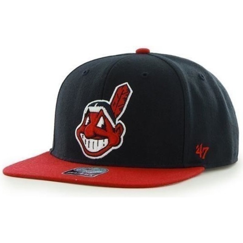 47-brand-flat-brim-old-logo-side-logo-mlb-cleveland-indians-smooth-navy-blue-snapback-cap