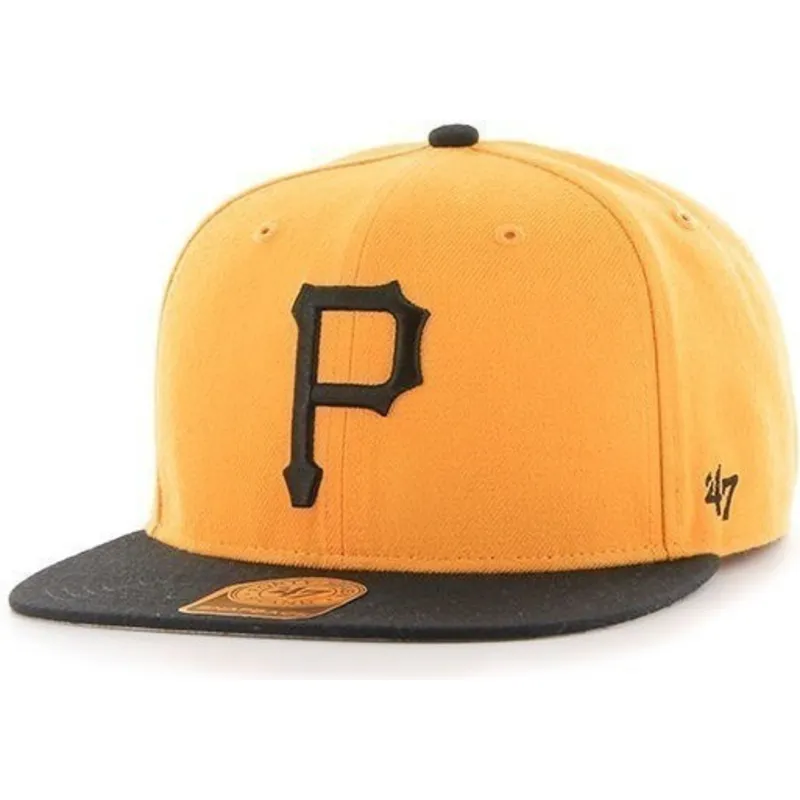petten-plat-geel-snapback-leteral-van-pittsburgh-pirates-mlb-van-47-brand