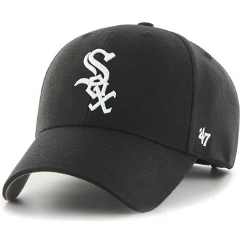 cappellino-visiera-curva-nero-tinta-unita-di-mlb-chicago-white-sox-di-47-brand