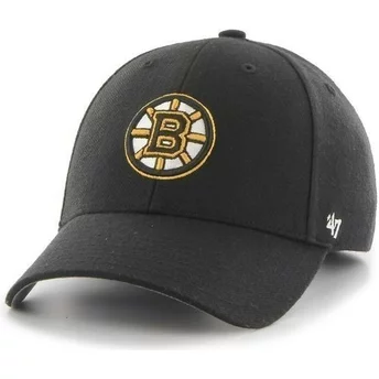 Gorra visera curva negra lisa de NHL Boston Bruins de 47 Brand