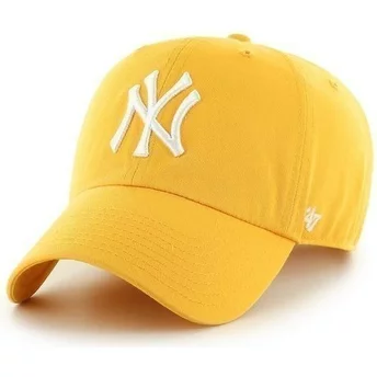 Gorra visera curva amarilla con logo frontal grande de MLB New York Yankees de 47 Brand