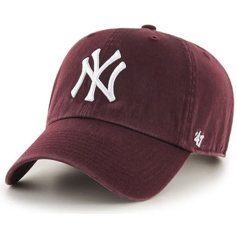petten-gebogen-rood-verstelbare-band-granate-van-new-york-yankees-mlb-van-47-brand