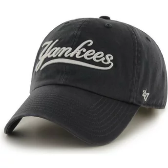 Gorra curva azul marino con logo de letras de New York Yankees MLB Clean Up de 47 Brand