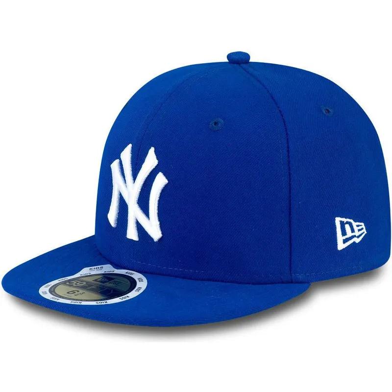 petten-plat-blauw-aangepast-voor-kinderen-59fifty-essential-van-new-york-yankees-mlb-van-new-era