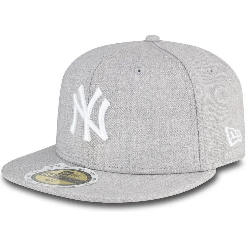 petten-plat-grijs-fitted-voor-kinderen-59fifty-essential-van-new-york-yankees-mlb-van-new-era