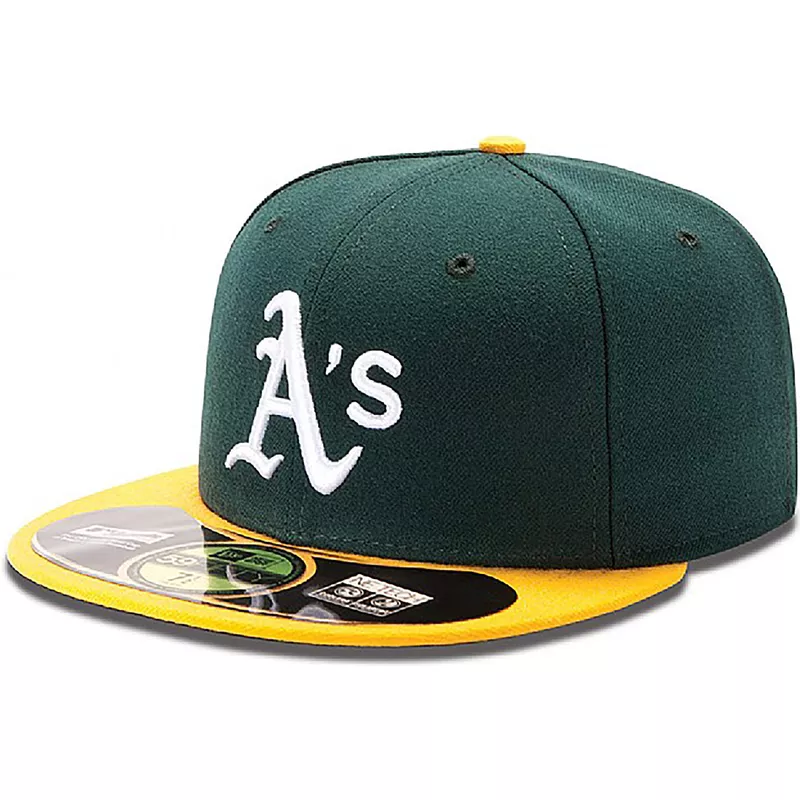 Gorra plana verde y amarilla ajustada 59FIFTY AC Perf de Oakland Athletics  MLB de New Era