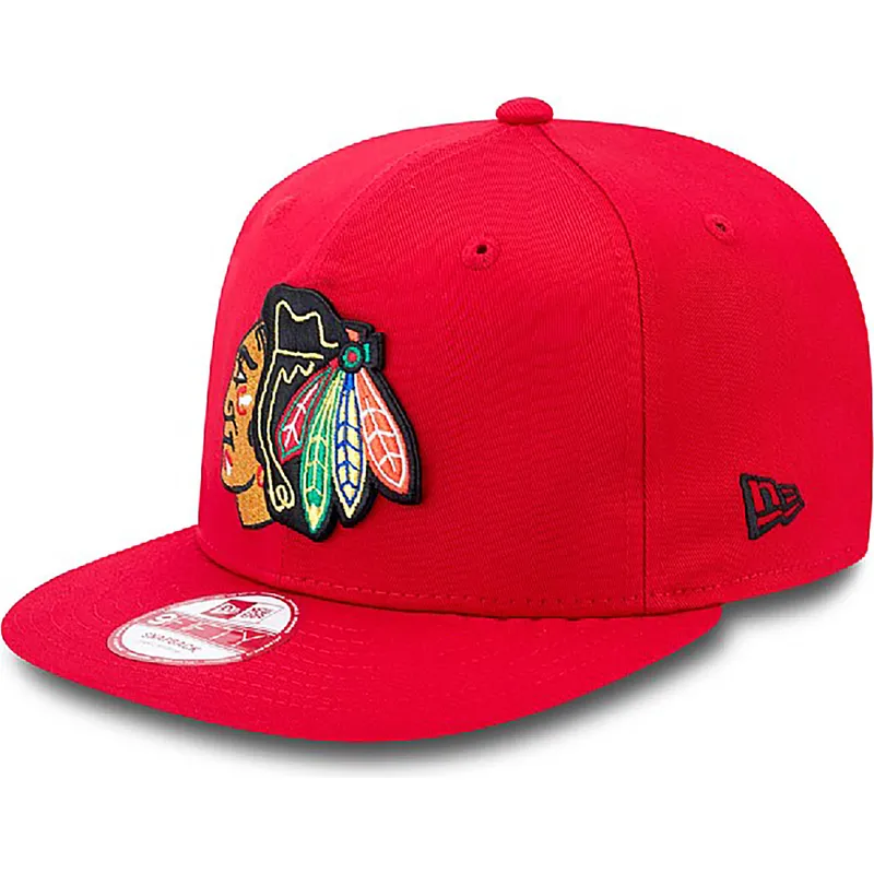 petten-plat-rood-snapback-9fifty-cotton-block-van-chicago-blackhawks-nhl-van-new-era