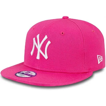 gorra-plana-rosa-snapback-para-nino-9fifty-essential-de-new-york-yankees-mlb-de-new-era