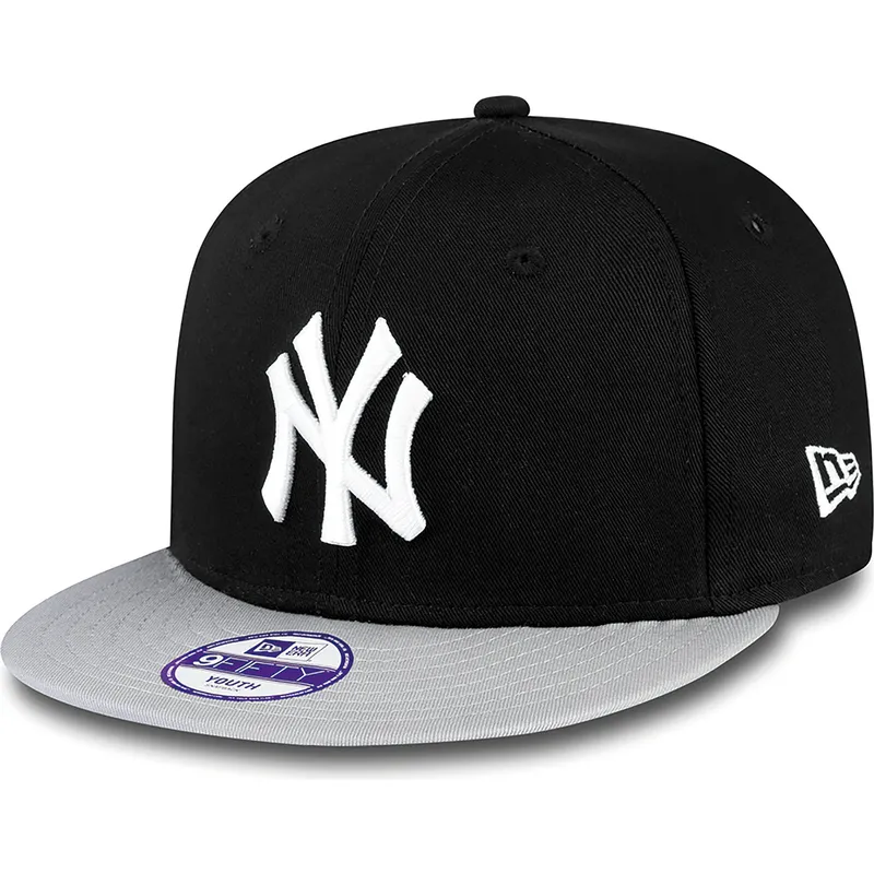 petten-plat-zwart-snapback-voor-kinderen-9fifty-cotton-block-van-new-york-yankees-mlb-van-new-era